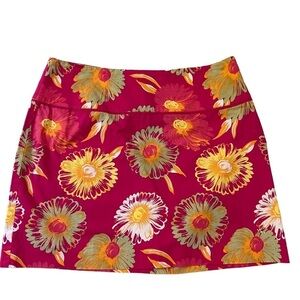 H&m floral mini skirt 97% cotton 3% spandex pink yellow green white floral size8